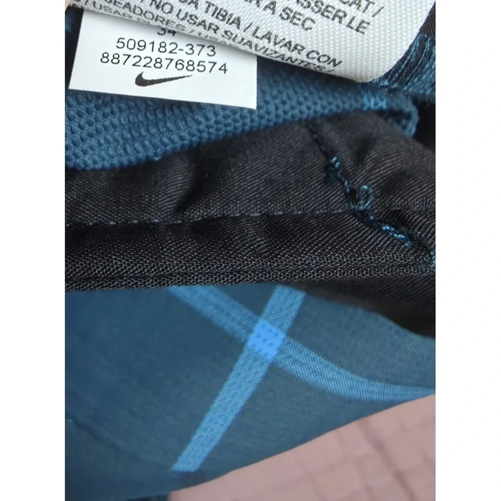 Nike Golf Tour Performance Dri-FIT Plaid Shorts Mens 34 Teal Blue 509182-373